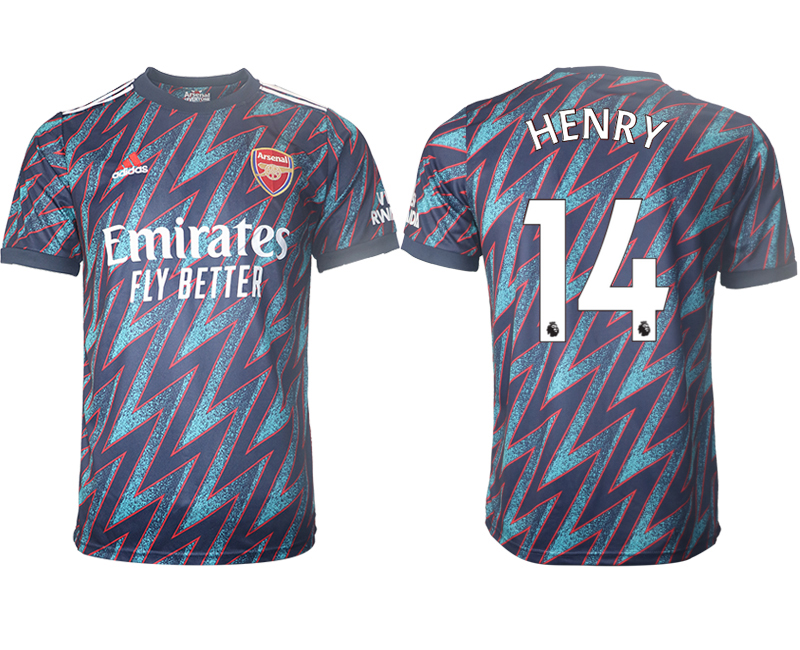 Men 2021-2022 Club Arsenal Second away aaa version blue #14 Soccer Jerseys->customized soccer jersey->Custom Jersey